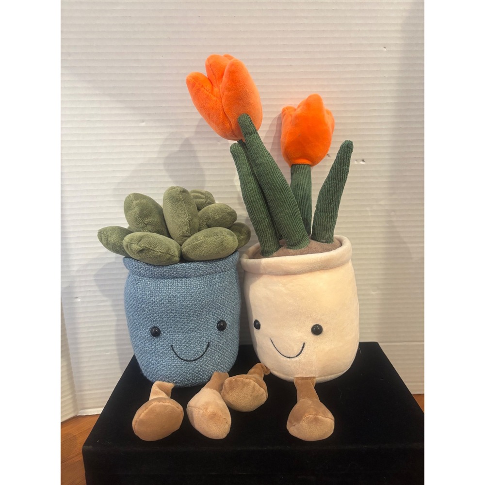 Plush Succulent and Tulip Potted Plant Duo Amuseable Style Stuffed Toy Set